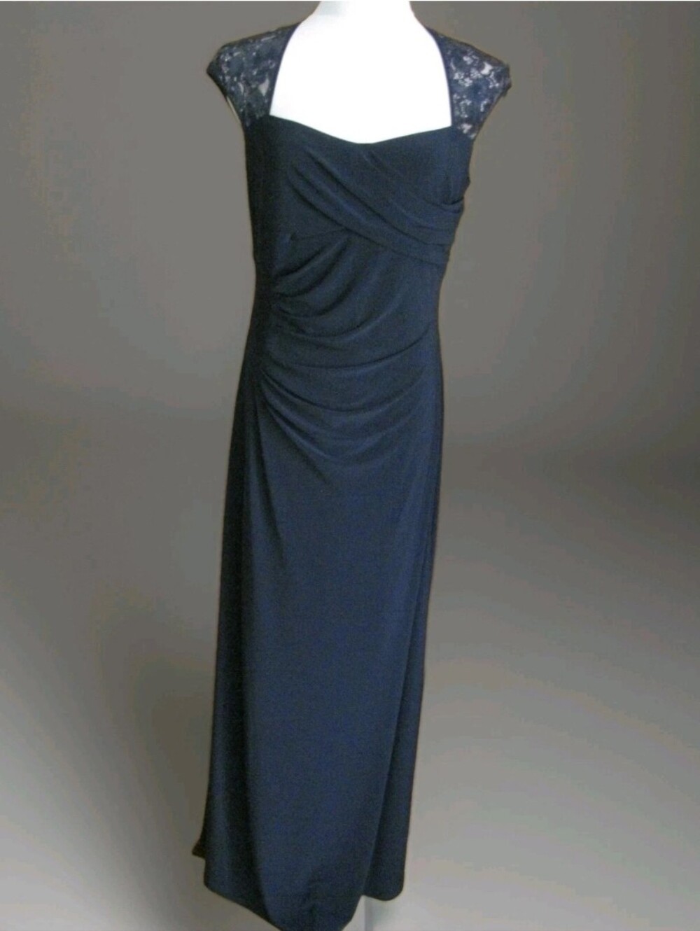 Ralph Lauren women's gown navy sequined mesh bodice evening dress size 2 EUC